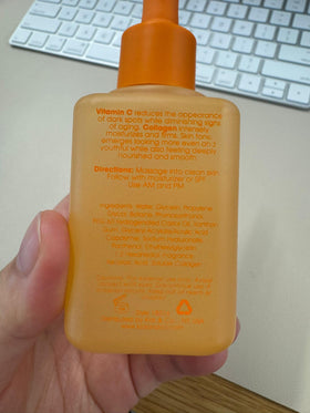 Glow Elixir before and after graphic illustrating improved tone appearance