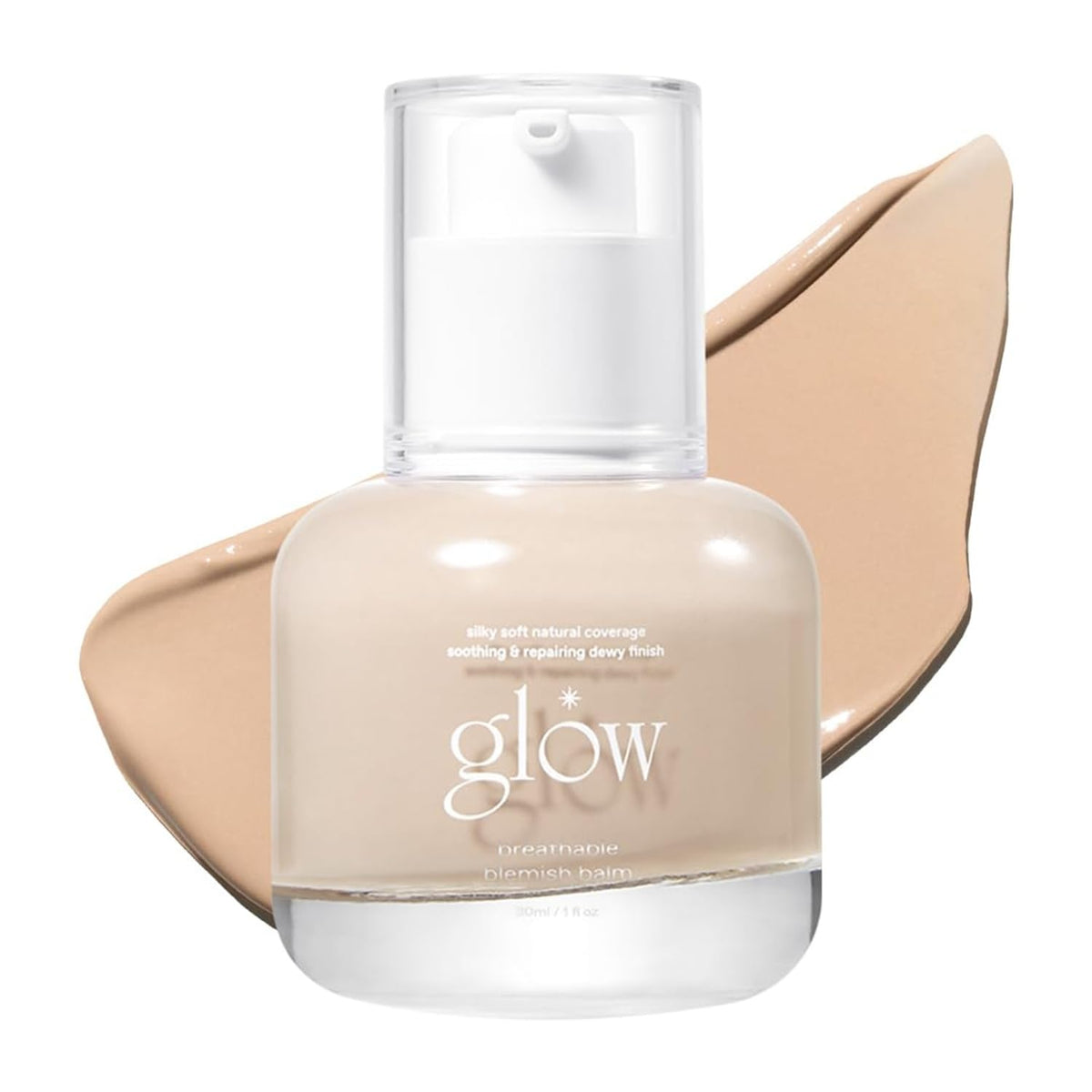 glow front packaging showing bottle and product benefit of easy application