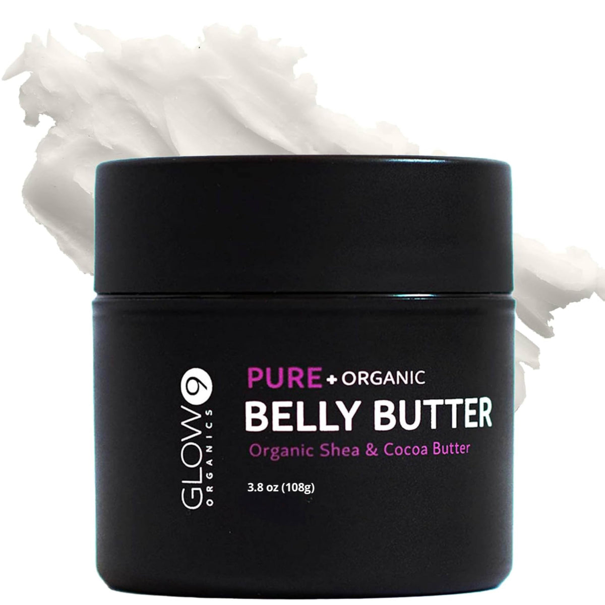 Glow Organics front jar view showing clean packaging and pregnancy-safe benefit