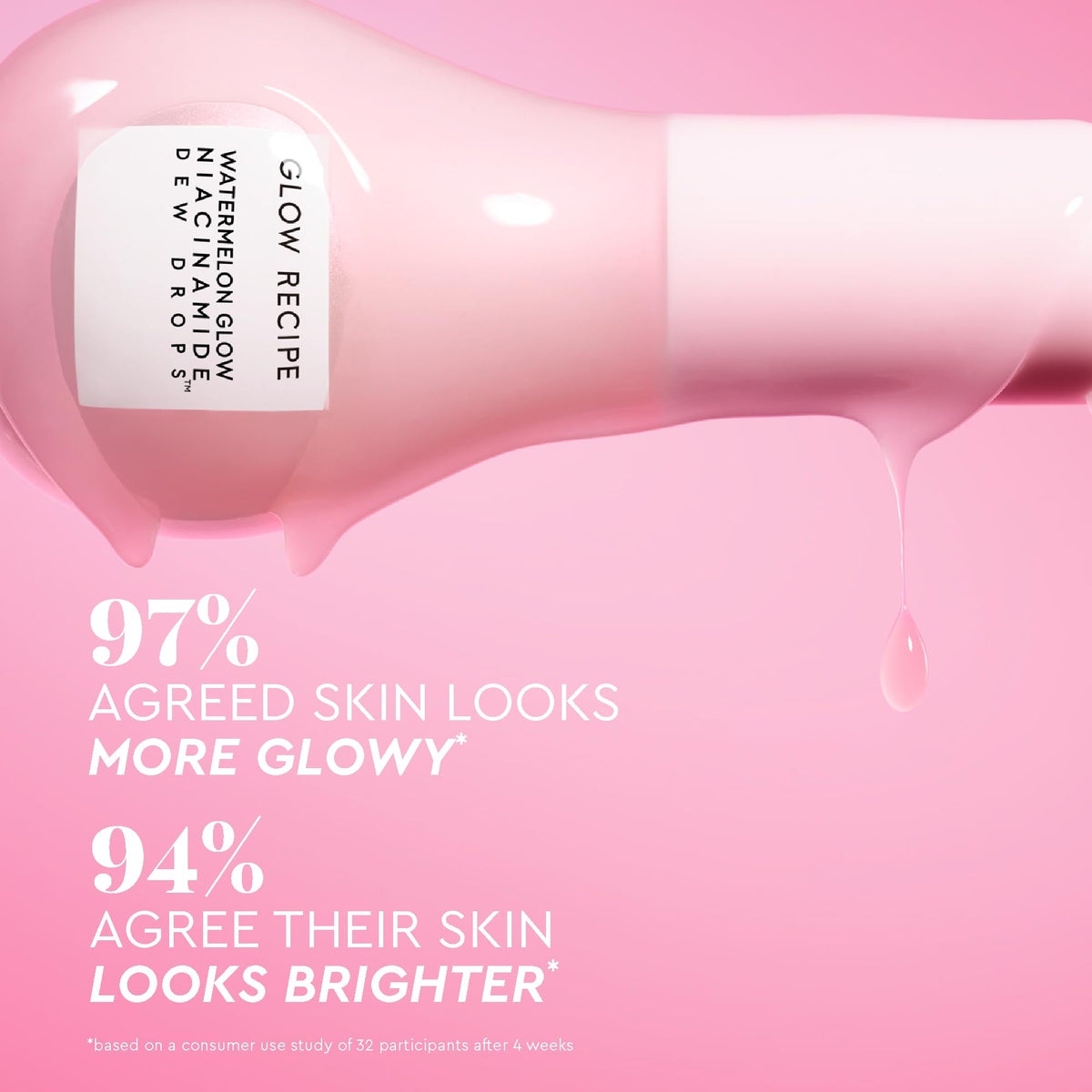 Glow Recipe application swipe on cheek showing buildable rosy color