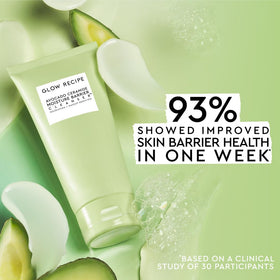 Glow Recipe foam on hand illustrating gentle lather and non-drying finish