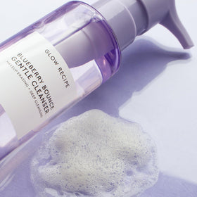 Glow Recipe bottle styled on bathroom shelf for everyday routine convenience