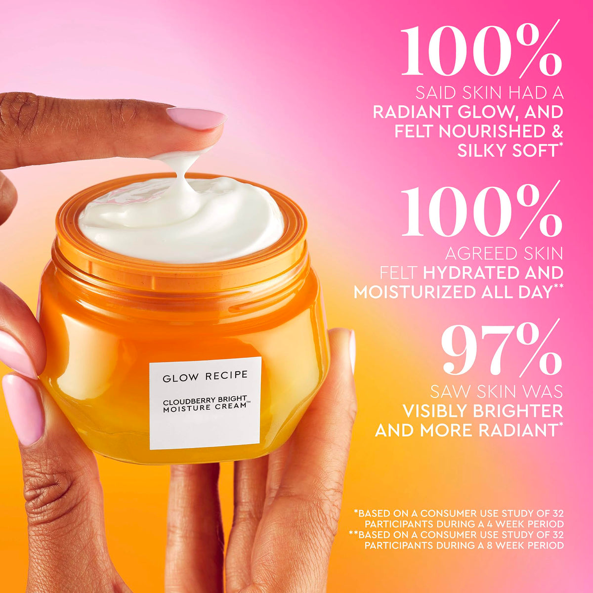 Glow Recipe jar label close-up showing ingredient list, emphasizes clean formula transparency