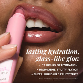 Glow Recipe applied on lips demonstrating plumping and glass-like shine