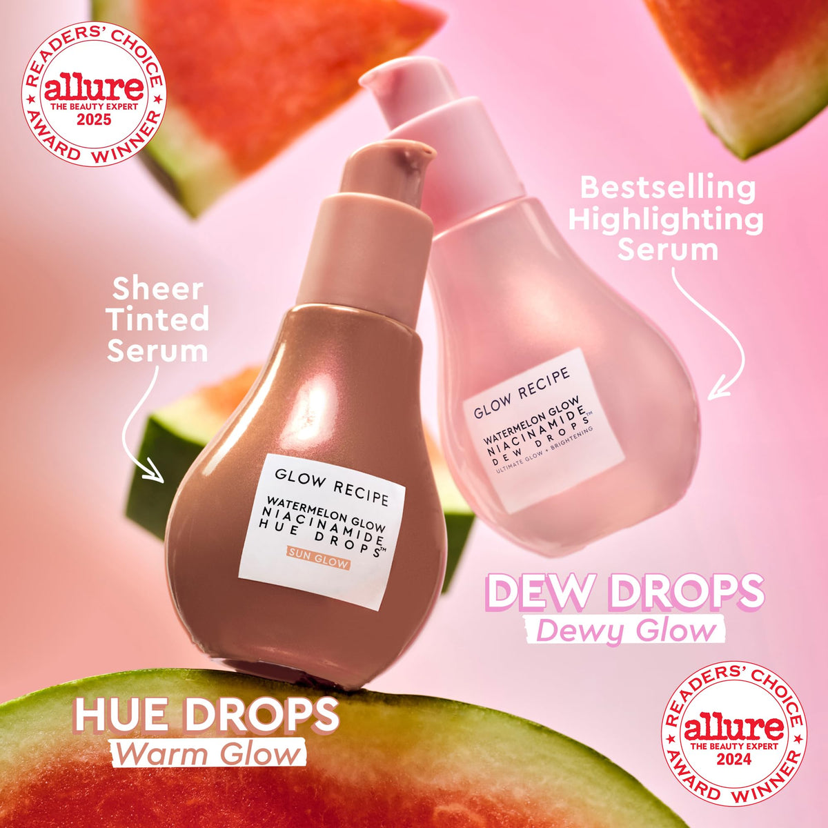 Glow Recipe pump dispenser delivering controlled serum for easy dosing