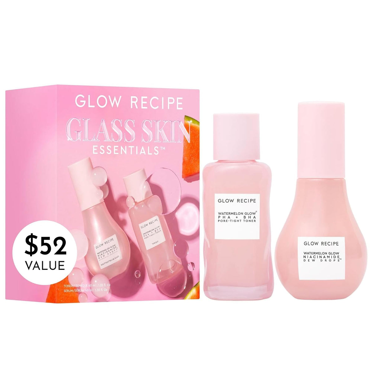 Glow Recipe front packaging showing both travel products and benefits
