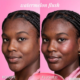 Glow Recipe tint applied to lips for matching flush and versatile color coordination