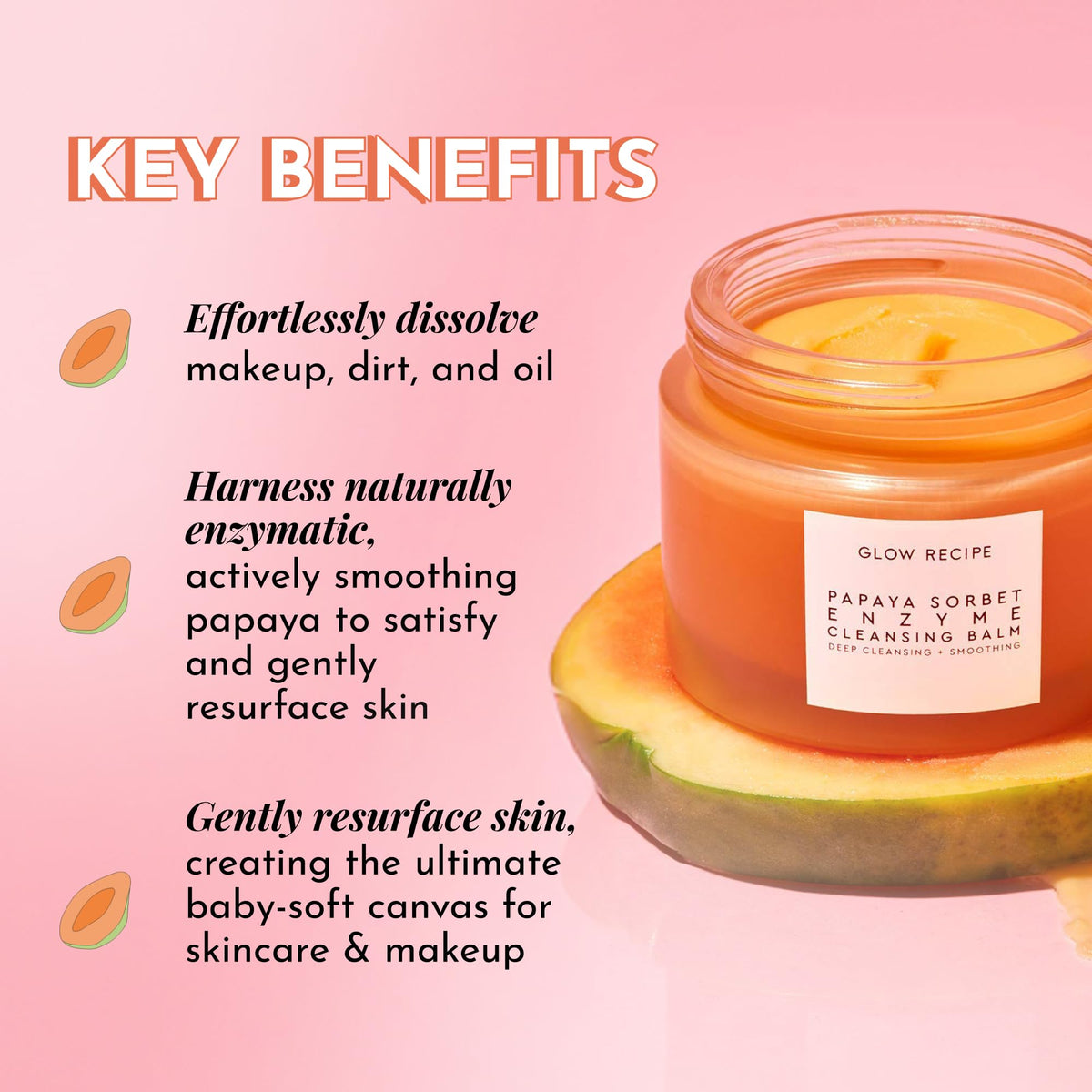 Glow Recipe balm texture close-up demonstrating creamy, spreadable richness