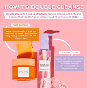 Glow Recipe balm in hand being massaged into dry skin for makeup removal