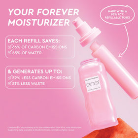 Glow Recipe ingredient label close-up showing watermelon and hyaluronic highlights