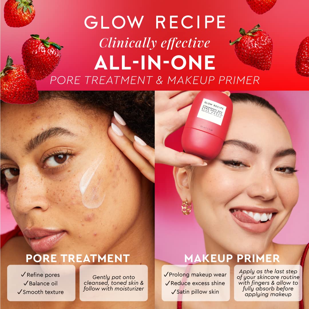 Glow Recipe 30ml bottle beside common items for size comparison and travel convenience