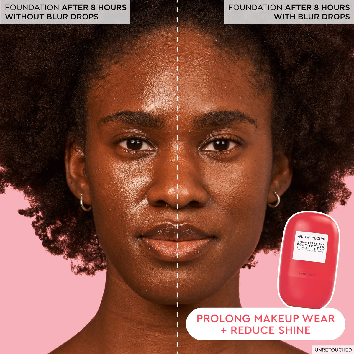 Glow Recipe under foundation finish showing primer’s pore-blurring and makeup-grip benefit