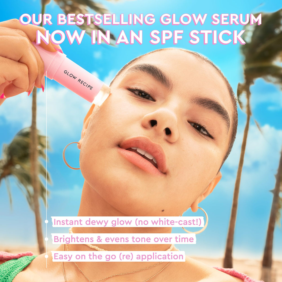 Glow Recipe sunscreen stick texture close-up showcasing smooth glide