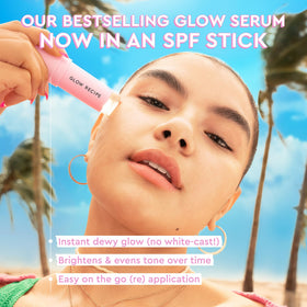 Glow Recipe sunscreen stick texture close-up showcasing smooth glide