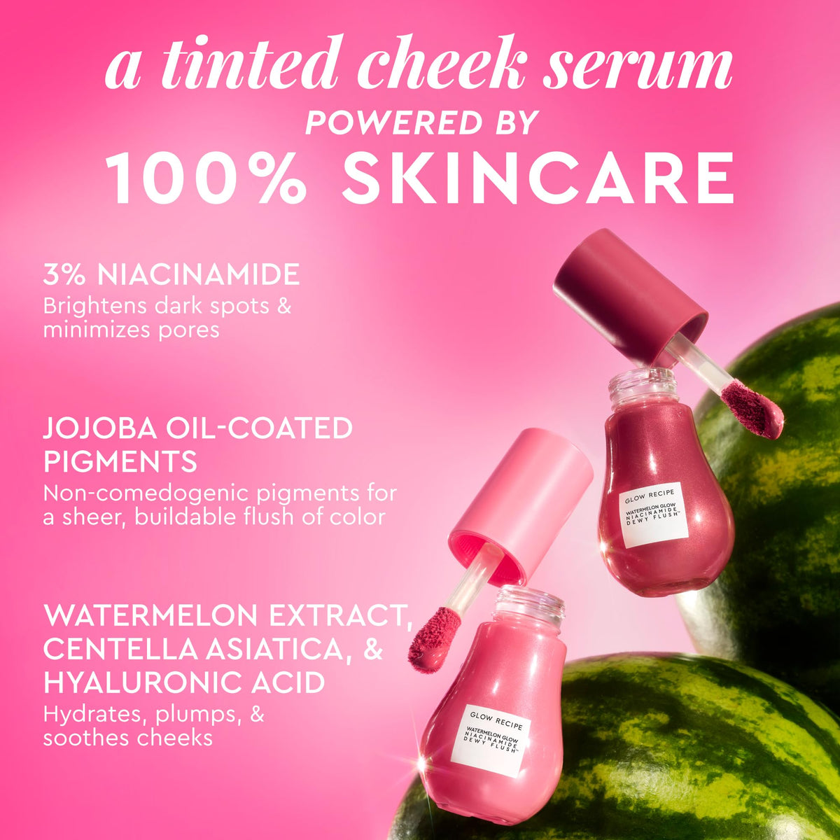 Glow Recipe serum drop texture close-up showing dewy, blendable finish benefit