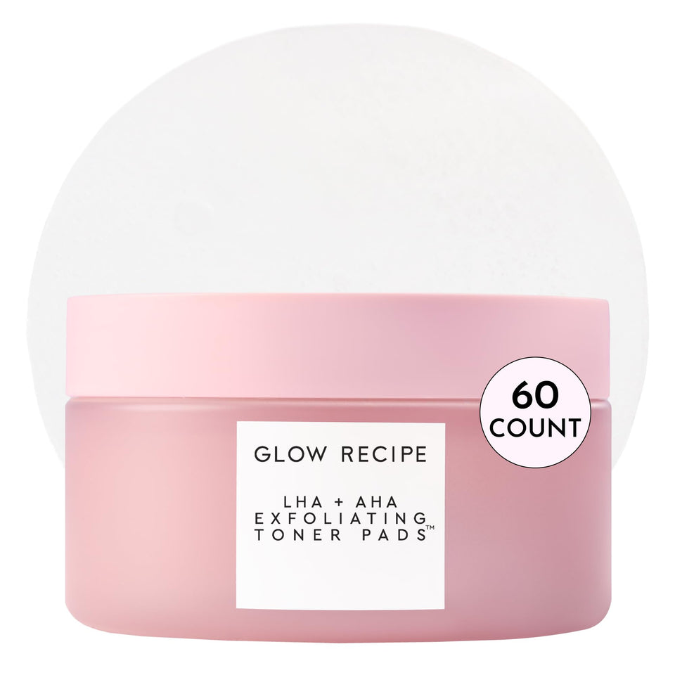 Glow Recipe front tin showing the toner pads and branding, conveys quick exfoliation