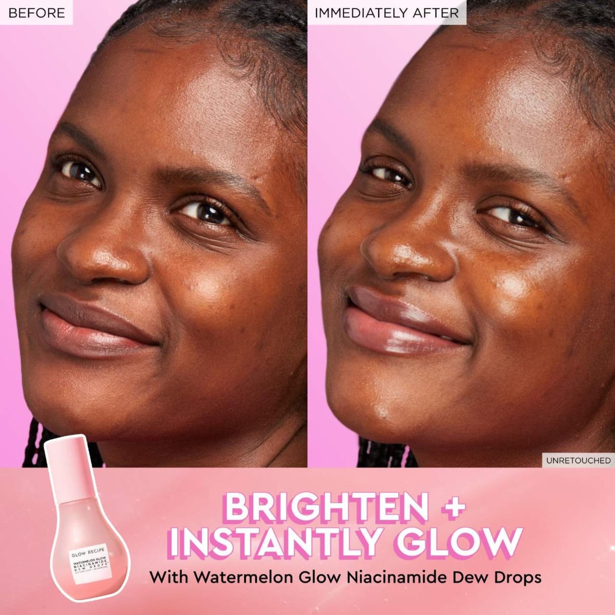 Glow Recipe travel kit flatlay staged in toiletry bag for easy on-the-go skincare