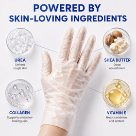 Glow Spell label highlighting collagen, shea butter and vitamin E benefits