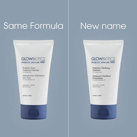 Glowbiotics application on face showing gentle massage motion for effective cleansing