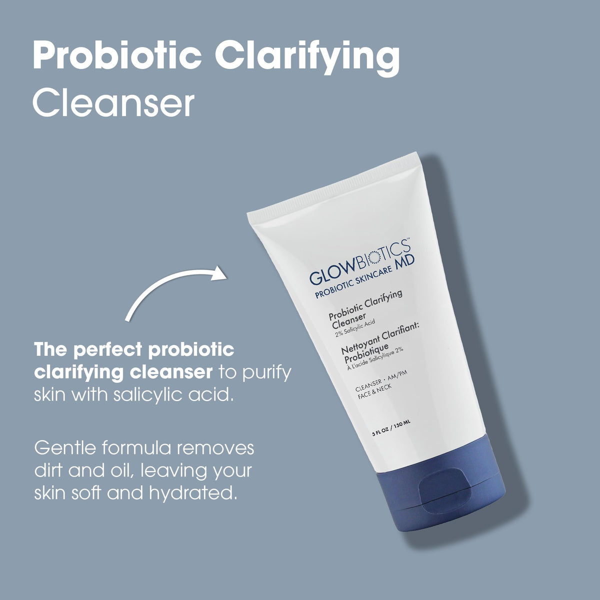 Glowbiotics bottle on bath counter in bathroom setting conveying daily routine convenience
