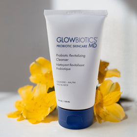 Glowbiotics applied to dry skin demonstrating soothing effect