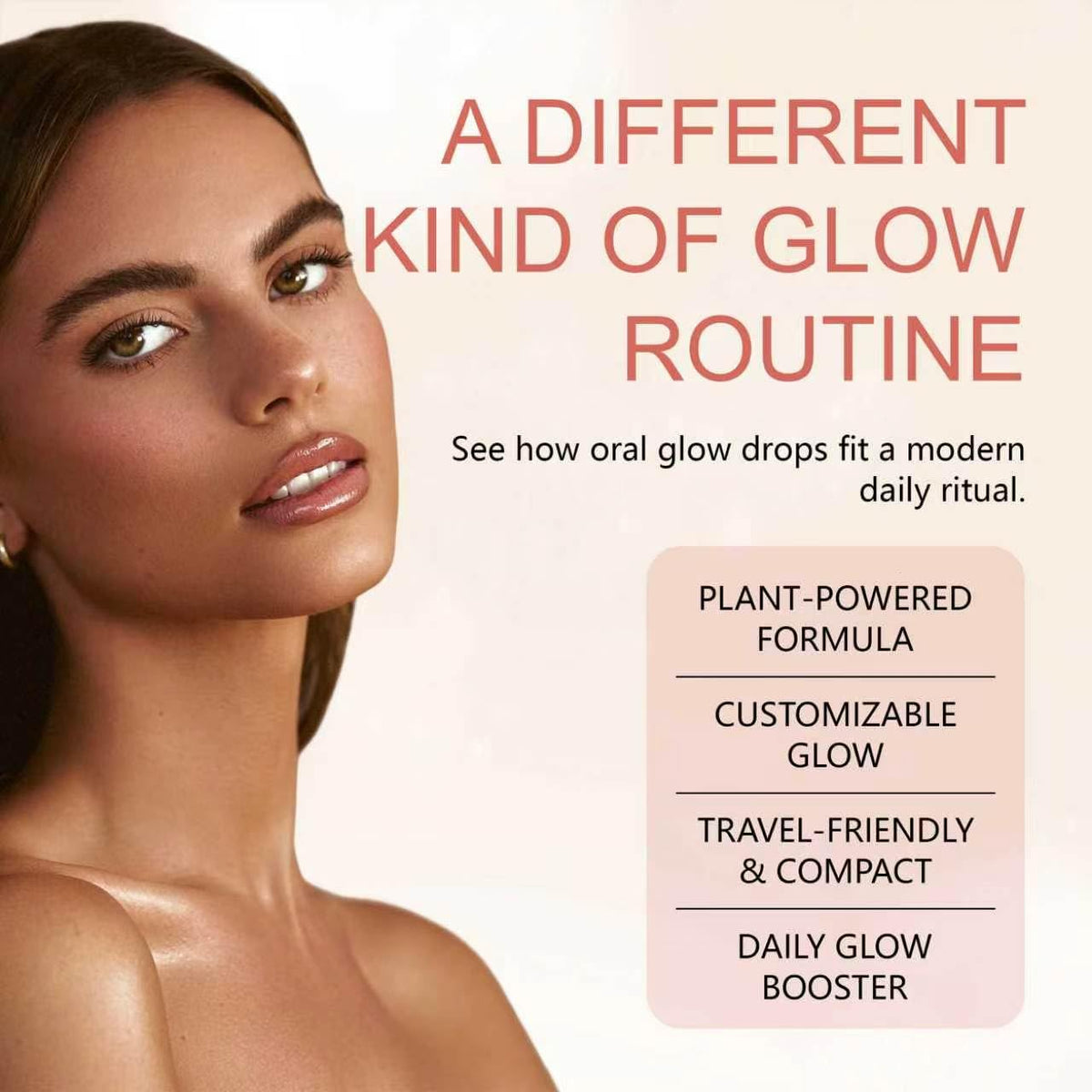 glowdrop bottle in travel bag showing 50ml portability and routine consistency on the go