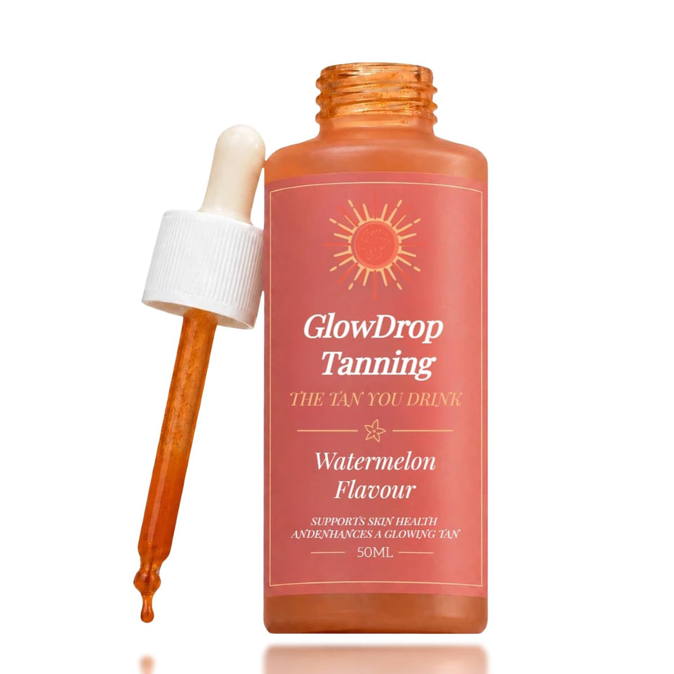 GlowDrop front bottle showing label and compact 50ml size for travel