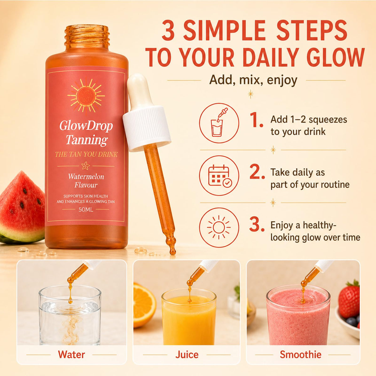 GlowDrop on bathroom vanity in lifestyle scene illustrating daily routine ease