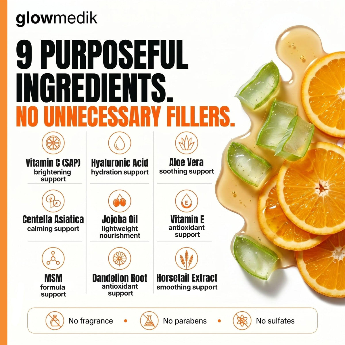 Glowmedik serum absorbed on skin surface highlighting hydration and non-greasy feel