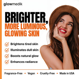 Glowmedik label close-up showing active ingredient list, supports informed choice