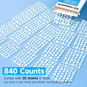 Glowpatch perforated sheet closeup demonstrating easy-peel convenience and hygiene