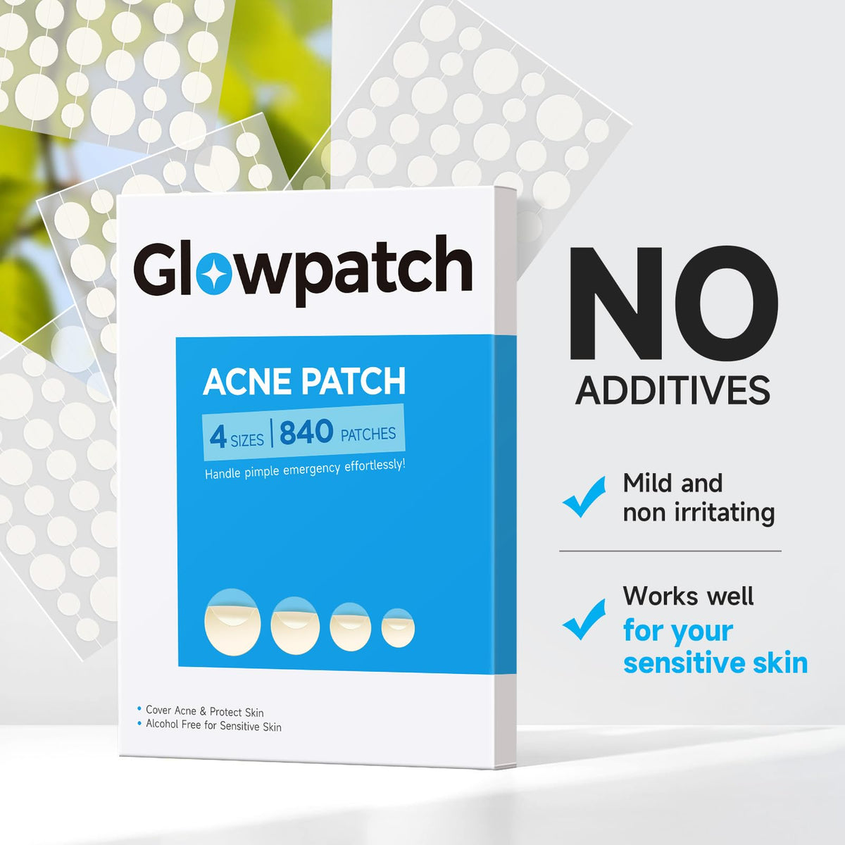 Glowpatch patch texture and edge showing secure adhesion without irritation
