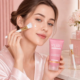Glowsyme YURI bedside lifestyle setting showing overnight treatment convenience