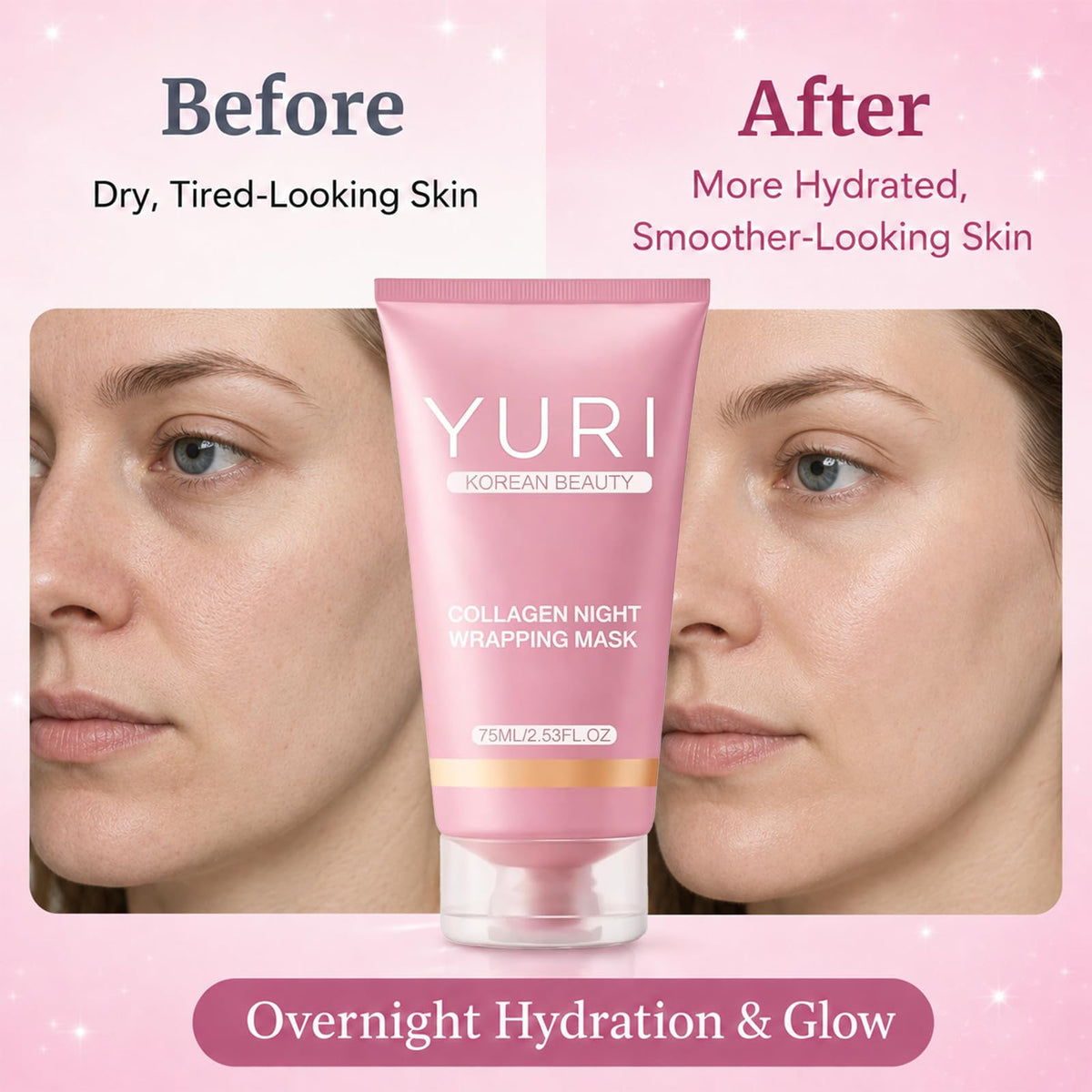 Glowsyme YURI size comparison 2.53 fl.oz jar showing compact travel-friendly benefit
