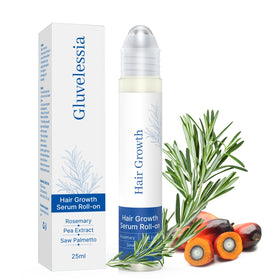 Gluvelessia front packaging showing roll-on bottle and label, promotes targeted application