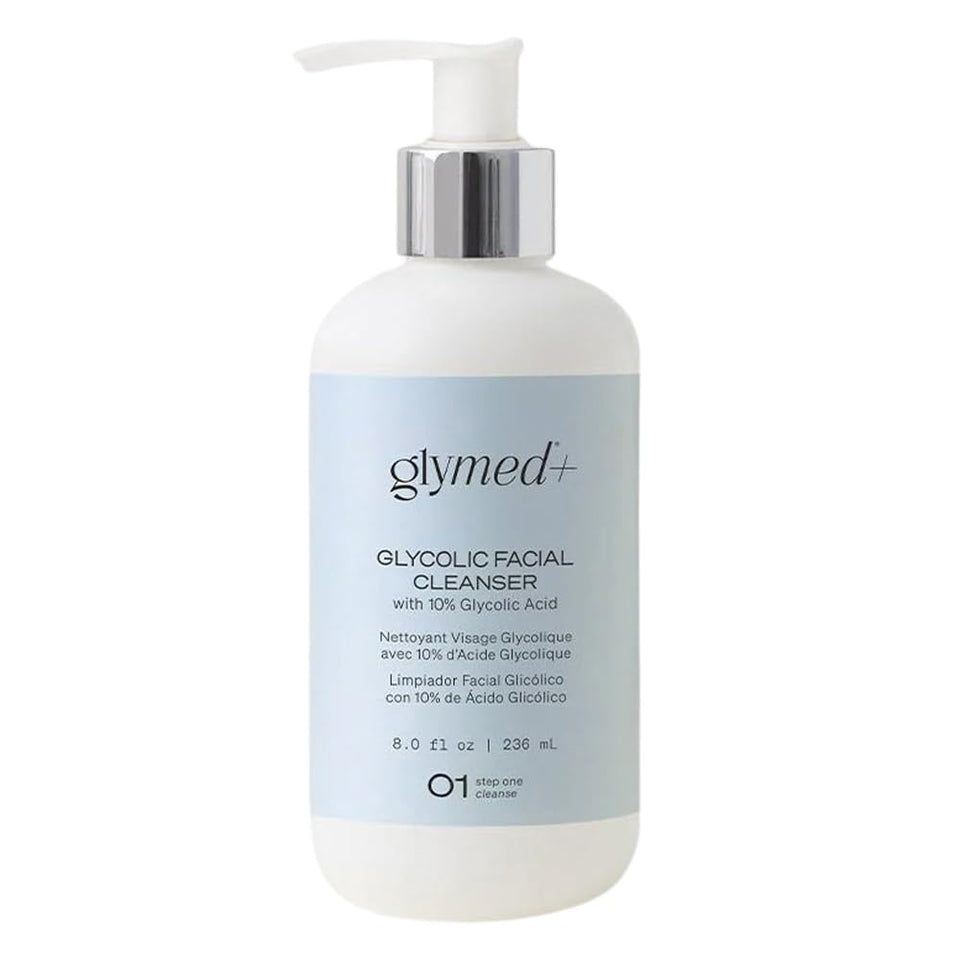 GLYMED gentle facial wash front bottle showing label and clean formulation benefits
