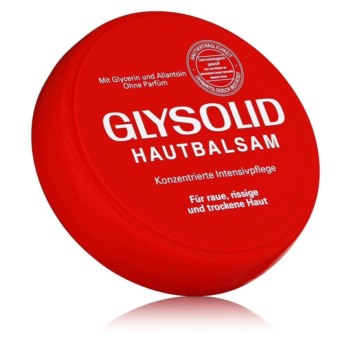 Glysolid cream texture closeup highlighting thick glycerin-rich consistency and smooth finish
