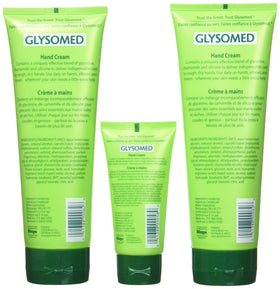 Glysomed purse-size tube held in hand for quick on-the-go moisturizing benefit