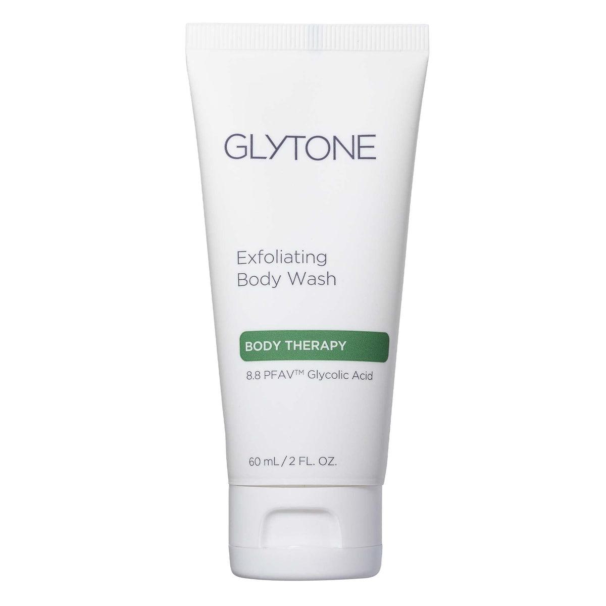 GLYTONE front packaging showing 2 fl oz bottle and clear branding, conveys product clarity