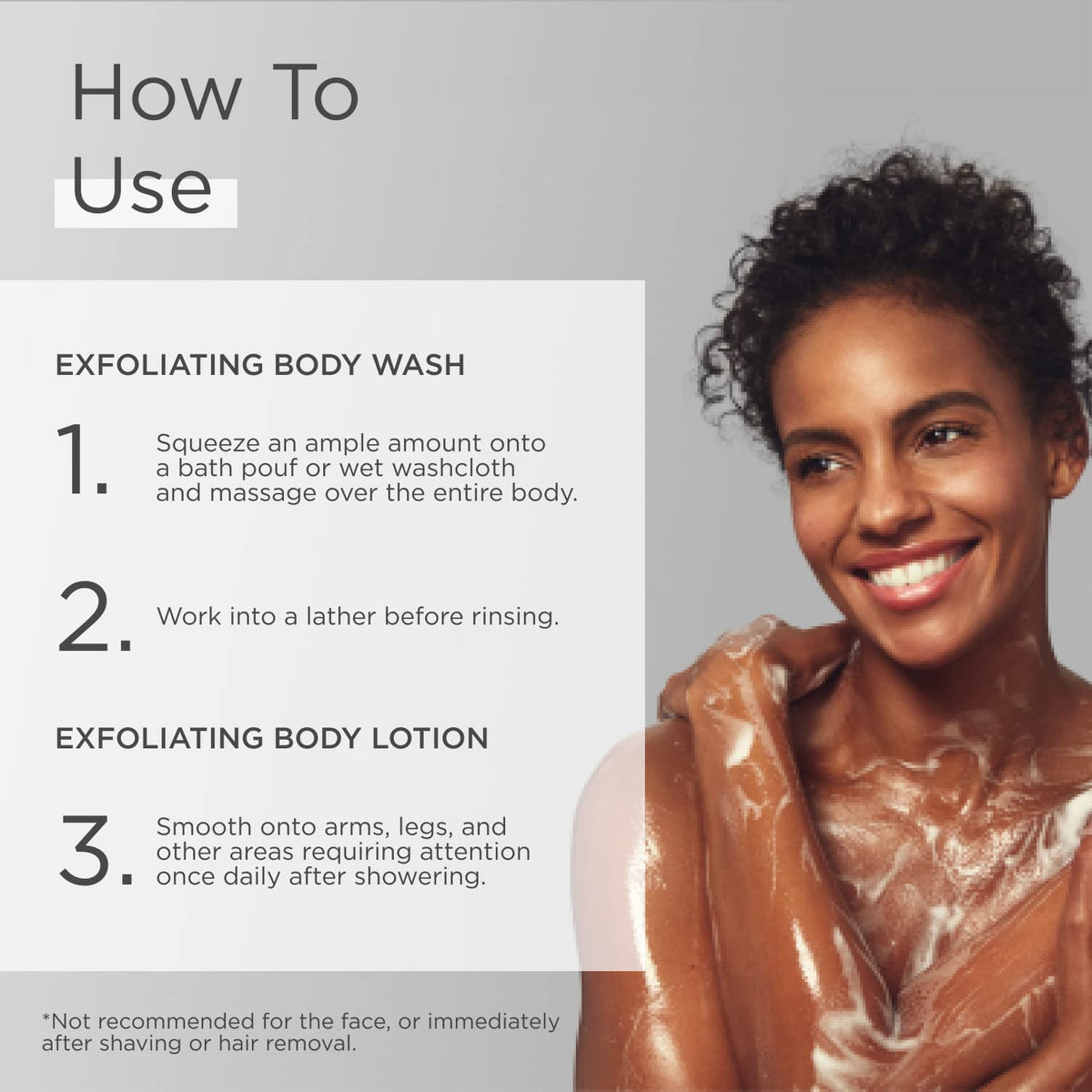 GLYTONE being applied to arm smoothing bumps, illustrates improved skin texture