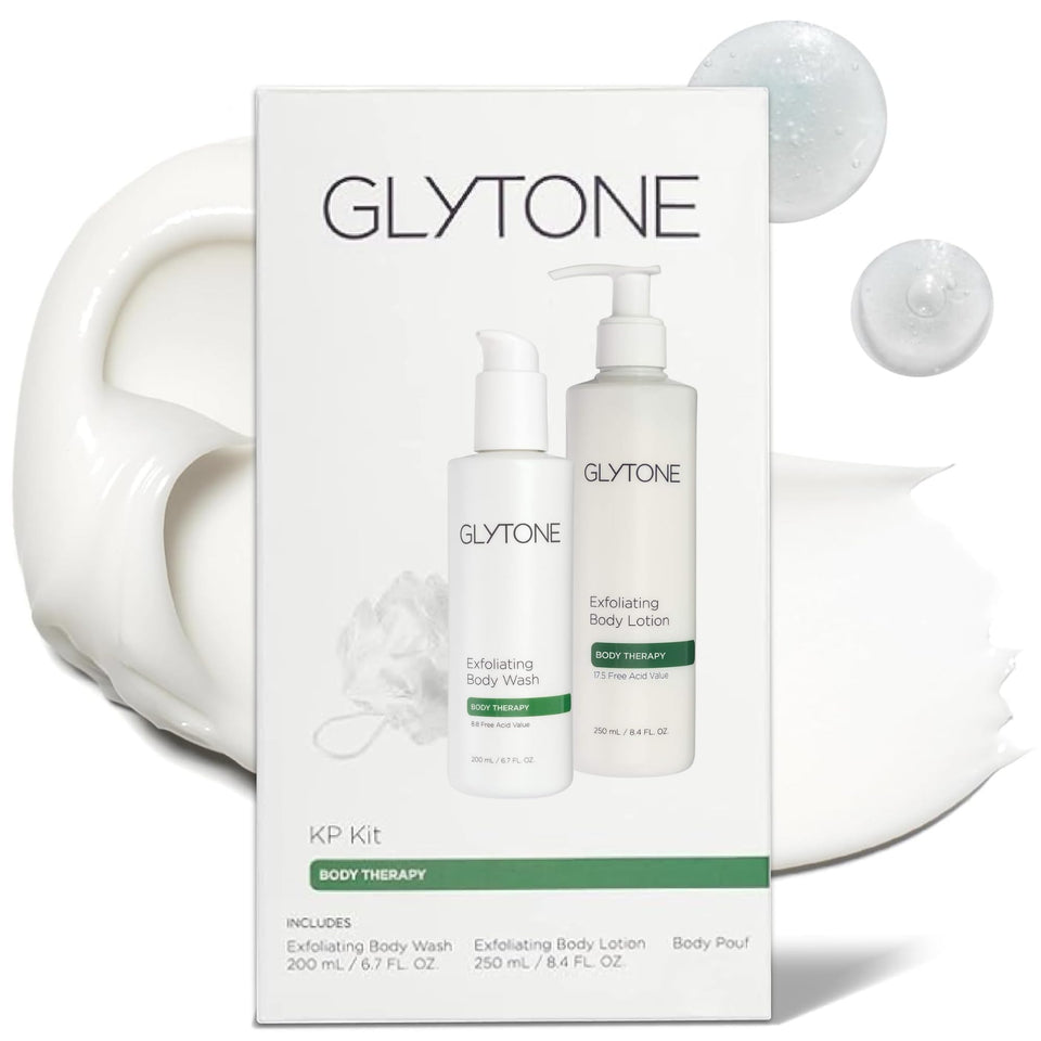 GLYTONE front packaging of KP Kit showing complete routine for smoother skin