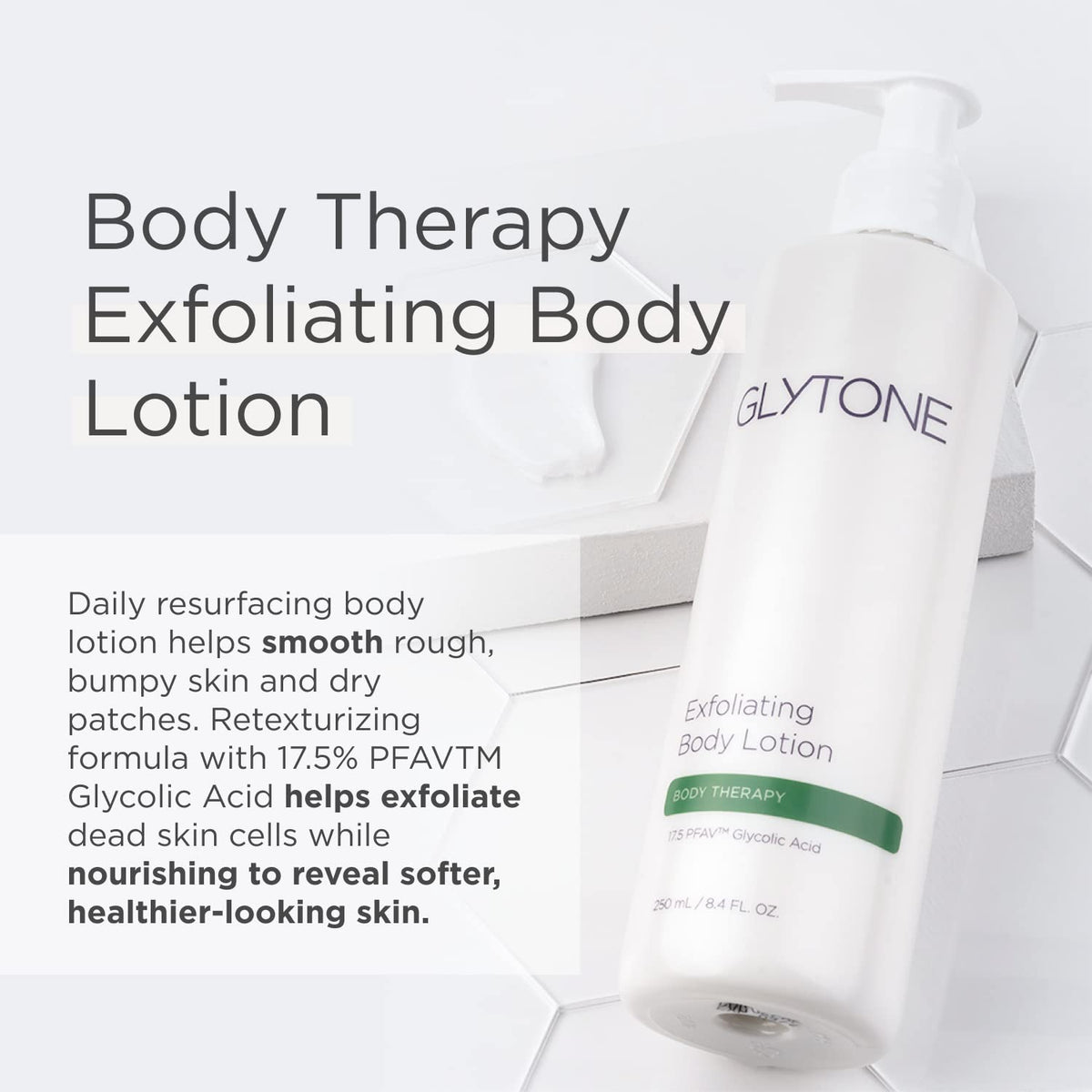 GLYTONE cream texture close-up illustrating smooth, rich hydration