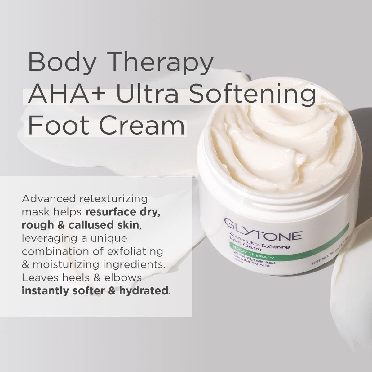 GLYTONE cream texture close-up highlighting rich exfoliating formula