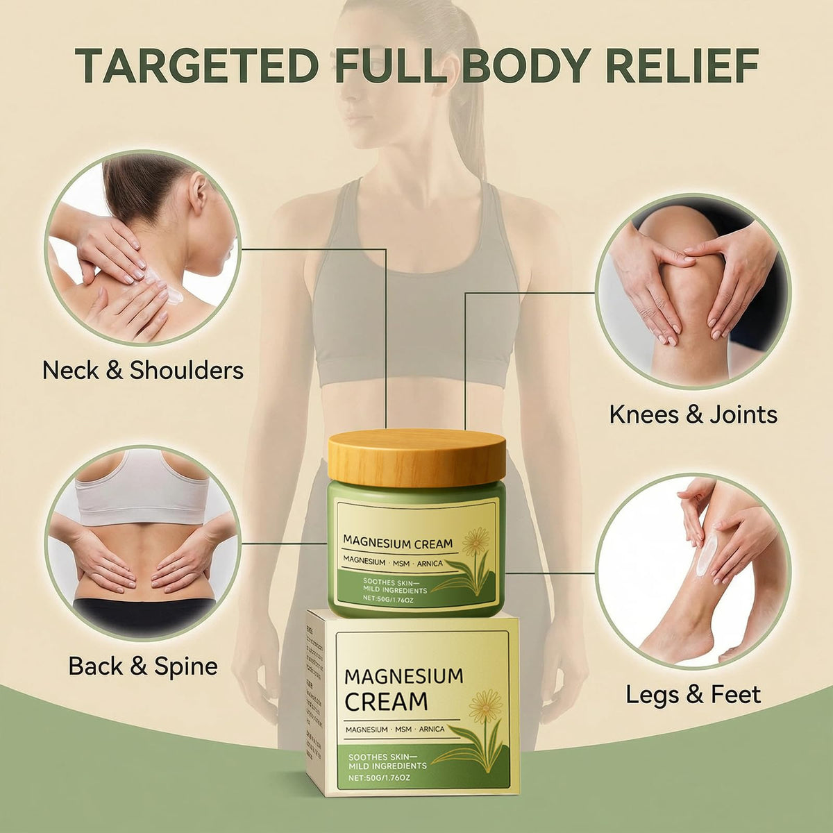 GMDPFHV lotion applied to legs and feet offering hydration and relief