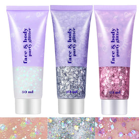 Go Ho front packaging showing three white pink silver gel tubes and colorful shimmer