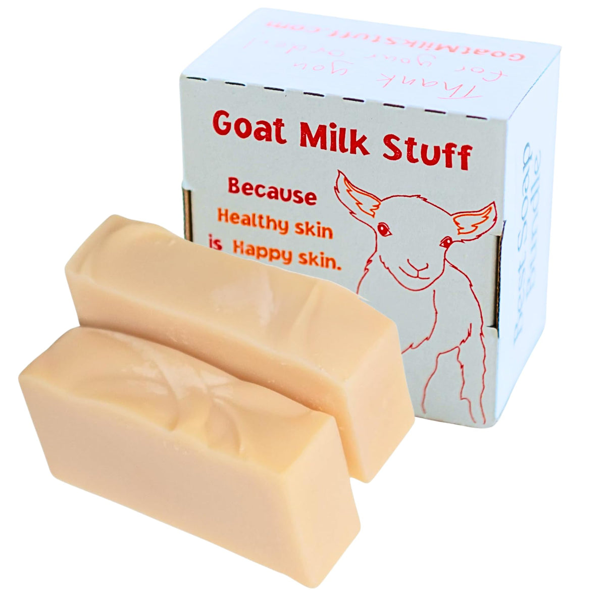 Goat Milk Stuff front packaging showing clean unscented soap benefits