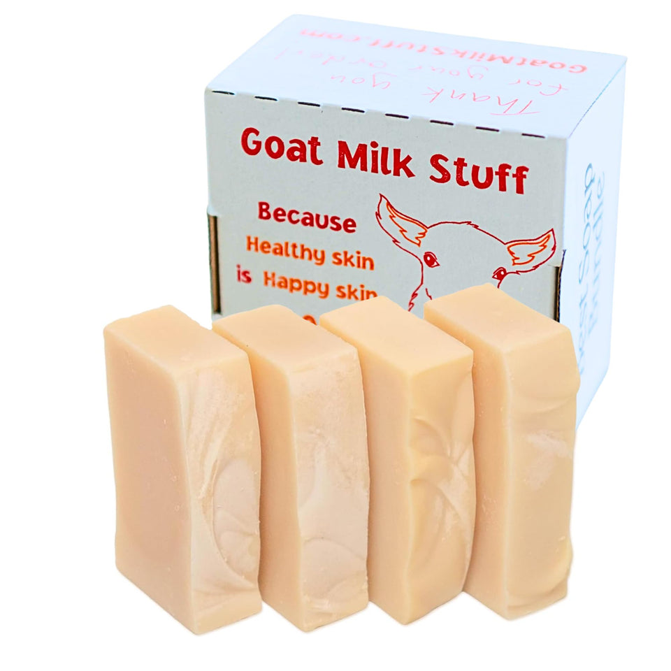 Goat Milk Stuff PURITY front packaging showing unscented soap benefits
