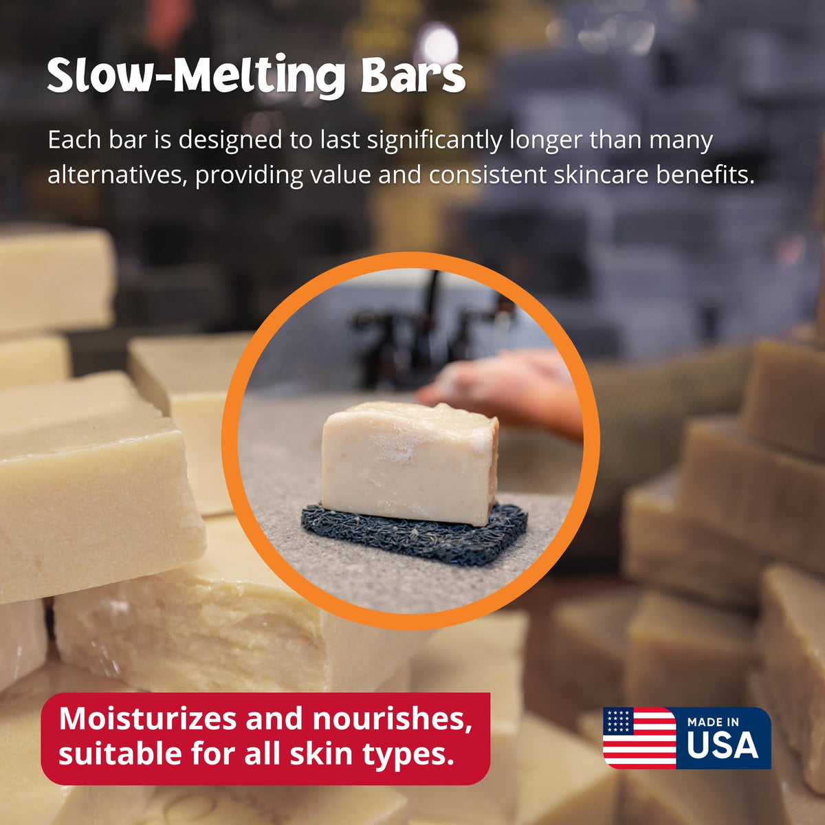 Goat Milk Stuff PURITY bar beside ruler indicating true size and longevity
