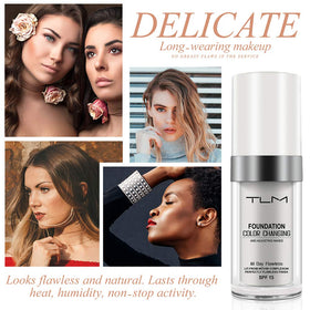 God Blomster foundation applied with makeup sponge creating airbrushed, hydrated look
