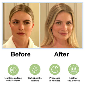 Godefroy before and after eyebrow comparison displaying natural lighter brow results
